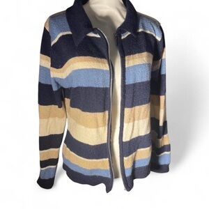 Croft & Barrow Women's Striped Cardigan - Navy, Beige, Light Blue